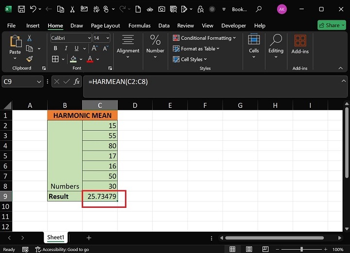 HARMEAN Function2