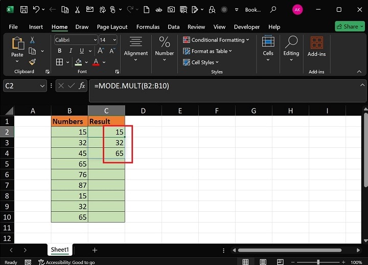 MODE.MULT Function2
