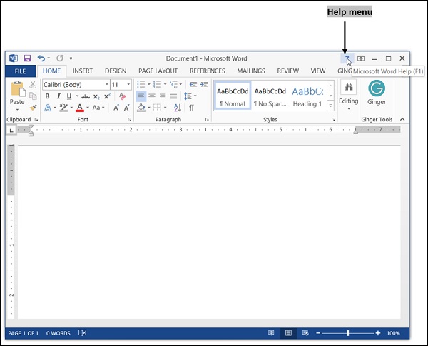 Help Menu