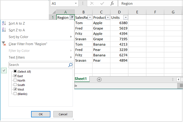 Column List Filter2