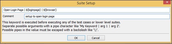 Suite Setup setting