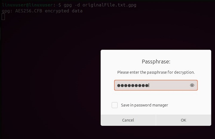 Decrypt Data Using GPG Command1