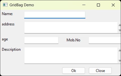 GridBagDemo Output